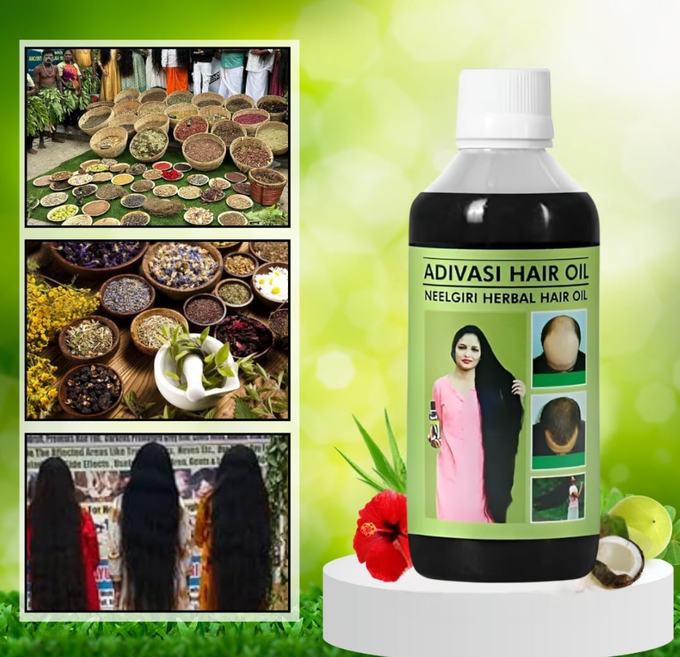 Adivasi Neelgiri Herbal Hair Oil for Control Hair fall and Hair growth  125ml*2 (buy one get one free)